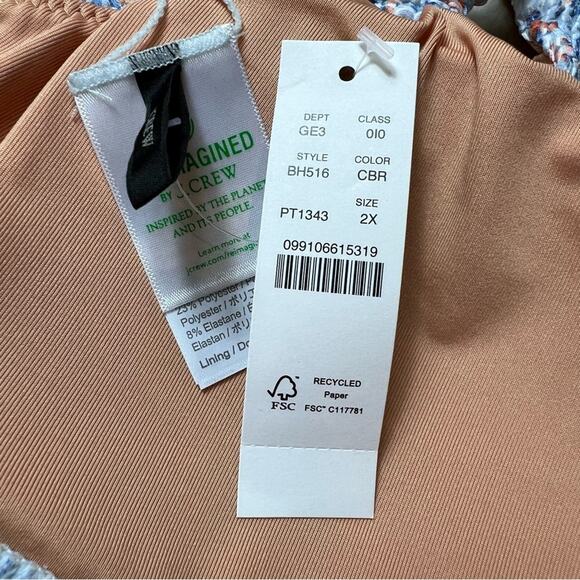 J.CREW Scrunchie Knotted Scoopneck Bikini Top in Afternoon Floral size 2X NEW - Picture 8 of 12